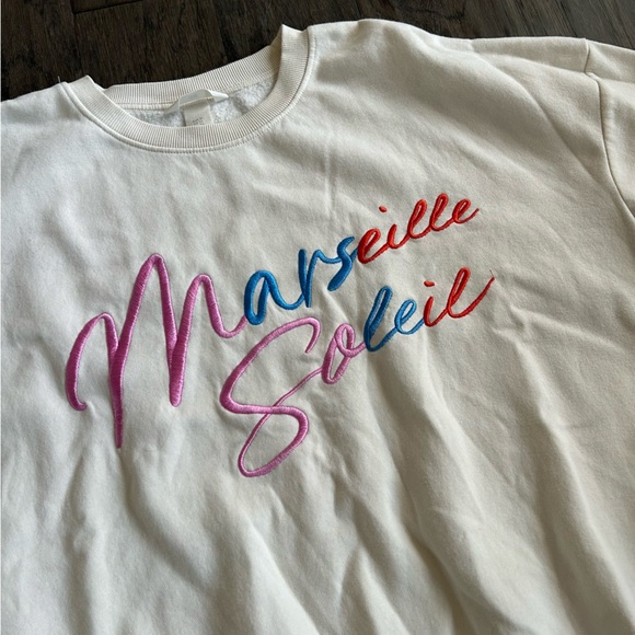 Ivory Embroidered Crewneck Sweatshirt Oversized XL - Picture 2 of 4